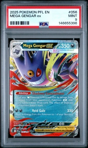 2025 POKEMON PFL EN-PHANTASMAL FLAMES #056 MEGA GENGAR EX PSA 9