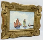 Small vintage french oil painting signed Lebreuil G. 1980's