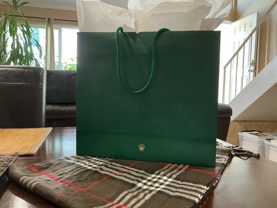 Authentic Rolex Boutique Shopping Bag Green W/  Gold Logo NEW Unused Condition