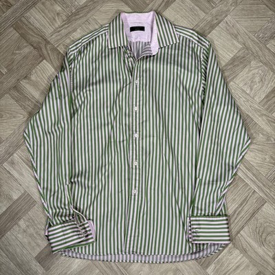 Ted Baker London ''Archive'' Hemd grün hellrosa gestreift - Größe 16,5''