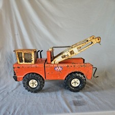 Vintage classic Orange Mighty Tonka Tow Truck Double Boom Wrecker c1974 18.5  L