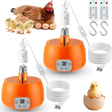 2 Pack Chicken Coop Heater, Timing Heat Lamp for Chickens, Remote Control Adjust