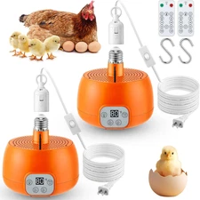 2 Pack Chicken Coop Heater, Timing Heat Lamp for Chickens, Remote Control Adjust