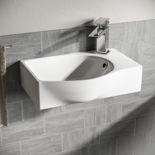 Nes Home Wall Hung Rectangle Basin Sink Right Hand