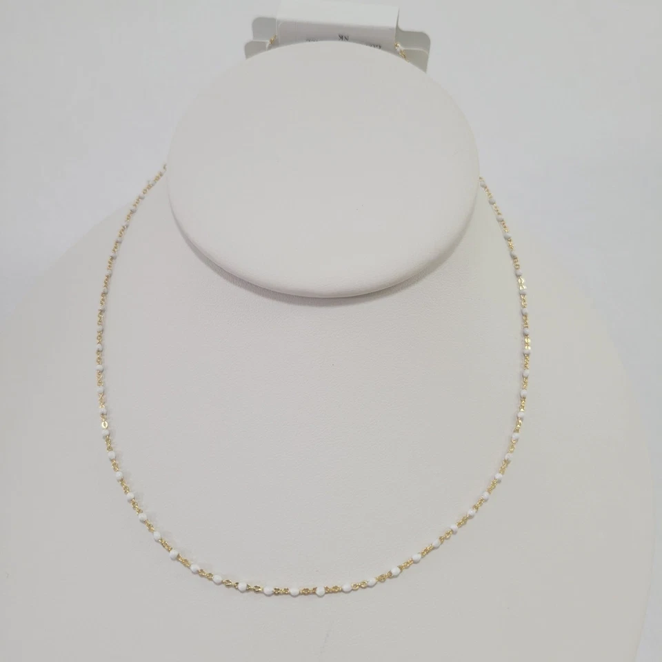 Collar Giani Bernini Blanco Esmalte Cuentas 16" Chapado en Oro Plata NUEVO Foto 4 de 4