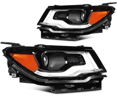 Headlights Fits Jeep Compass 2017-2021 Black Housing Pair HID/Xenon w/LED DRL