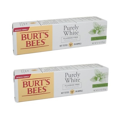 Burt s Bees Purely White Toothpaste 4.7oz Fluoride-Free Peppermint - 2 Pack