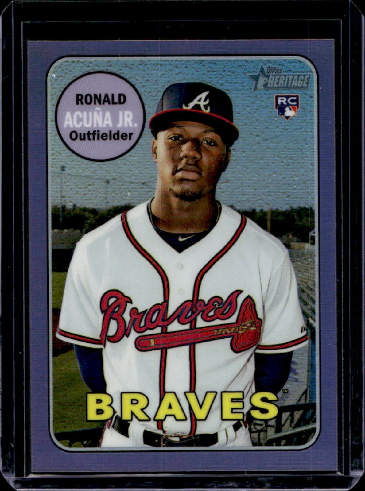 2018 Topps Heritage Ronald Acuna Jr. Chrome RC Purple Refractor #THC-580 Braves