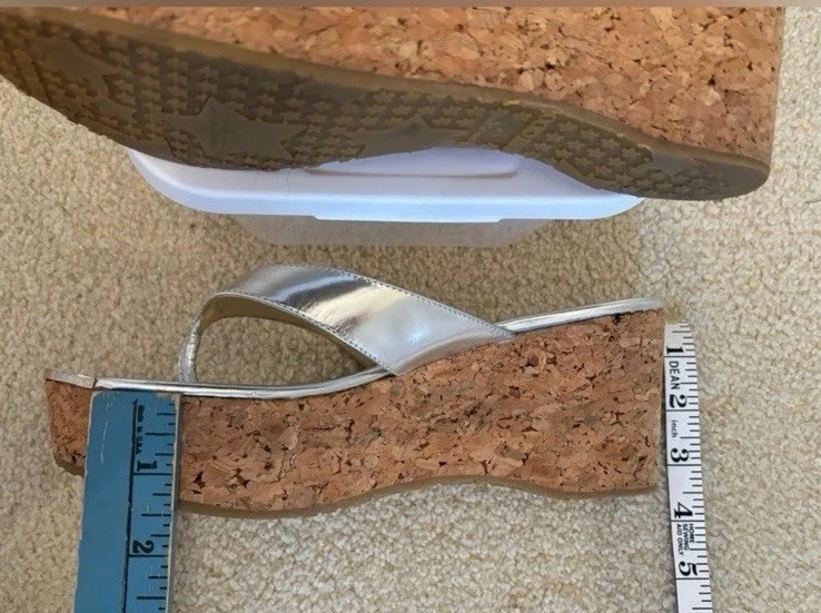 Chanclas Jimmy Choo Pence plataforma cuero plata cuña - 10 (9 1/2) Foto 4 de 4