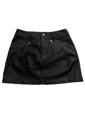 Matin Kim Zipper Pocket Washed Faux Leather Mini Skirt in Black