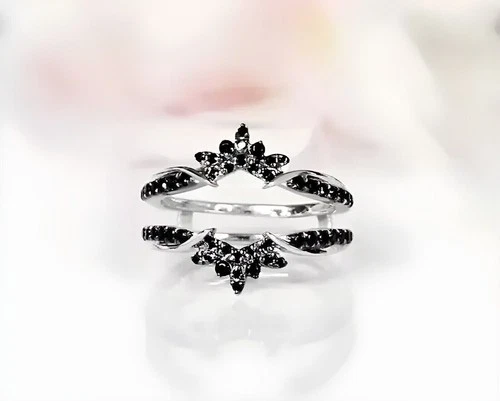 0.50ct Lab Created Black Diamond Wedding Ring Enhancer 14k White Gold Plated