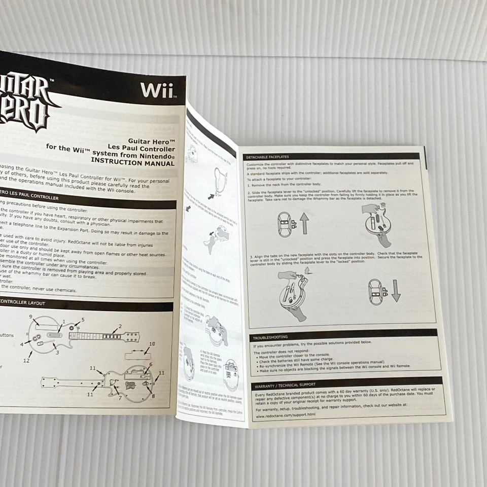Guitar Hero Les Paul Controller Nintendo Wii Instruction Manual WITH STICKERS - Image 3 of 3