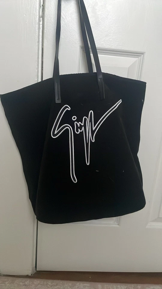 Giuseppe Zanotti Black tote Logo Flannel Handbag - Image 2 of 4
