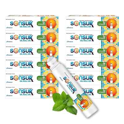 12 x Sensur Natural & Ayurvedic Pain Relief Oil Roll On Fast Relief 10ml Each