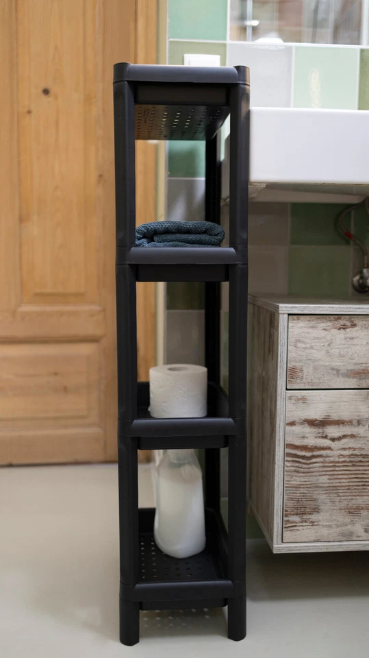 2x Haushaltsregal Steckregal Badregal Küchenregal schmal anthrazit 4 Böden - Bild 4 von 4