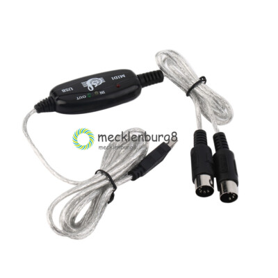 MIDI USB IN-OUT Interface Cable Cord Converter PC to Music Keyboard Adapter