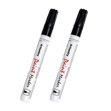 Black Paint Pens Permanent Markers - 2 Pack Oil Based Quick Dry Waterproof Ma...