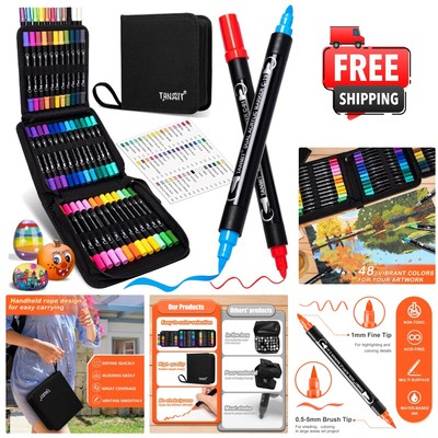 Versatile Acrylic Paint Pens Set - 48 Dual Tip Colors for Creative Projects