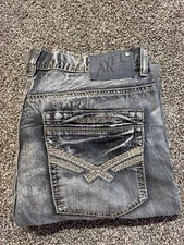 T.K. AXEL Men Jeans Size 36 Gray Denim Relaxed Straight HEMMED 36X28 