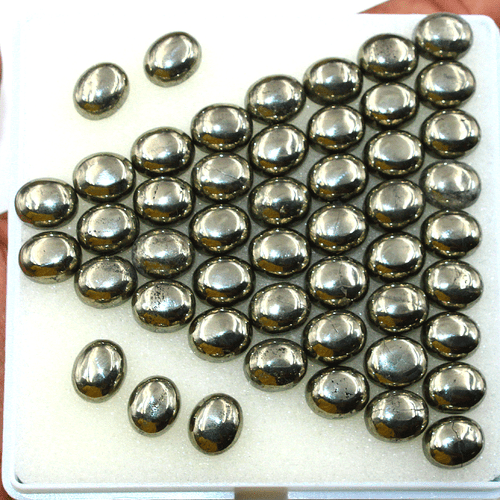25 Pcs Natural Golden Pyrite Top Grade 11x9mm Oval Cabochon Calibrated Gemstones - Picture 11 of 12