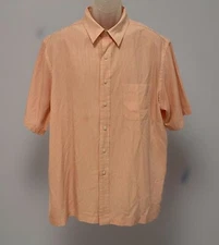 Roundtree & Yorke Men's XL Short Sleeve Shirt Collared Comfort Checked Orange
