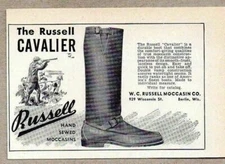 1946 Print Ad Russell Cavalier Moccasin Boots for Hunting Berlin,WI