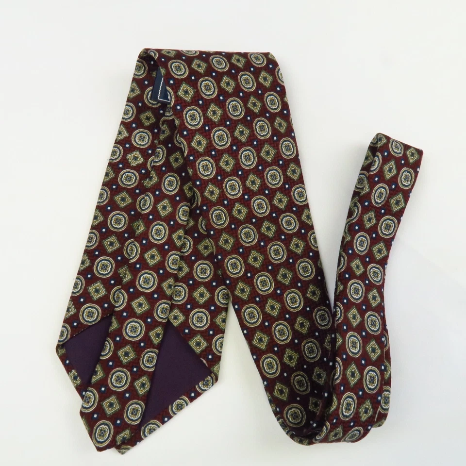 Vintage Hanover Tie Works Red Gold Medallion Floral Geometric 56"x4" Classic - Image 4 of 4