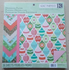 K&Company Mod Holiday Designer Paper Pad 36 Sheets Double Sided 12x12 Christmas