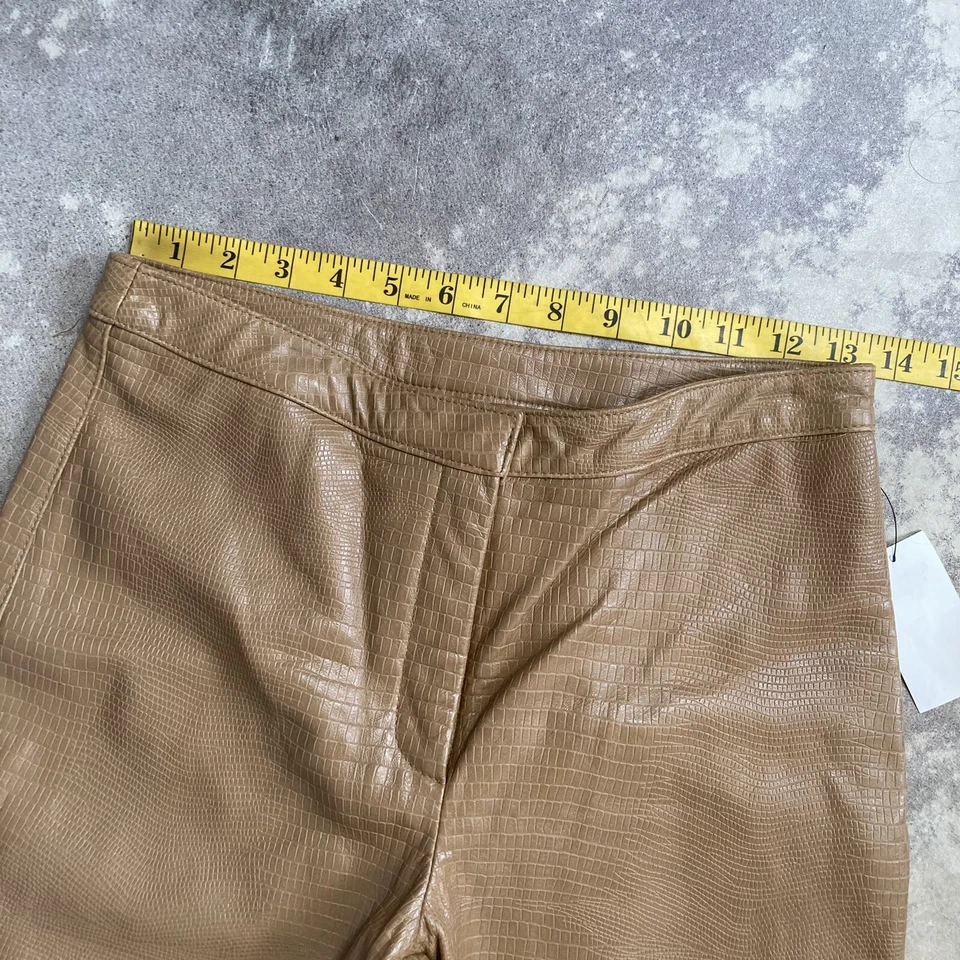 Kenneth Cole Pants Women Size 4 Lambskin Leather Iguana Dixon Dune Tan Brown - Image 2 of 4