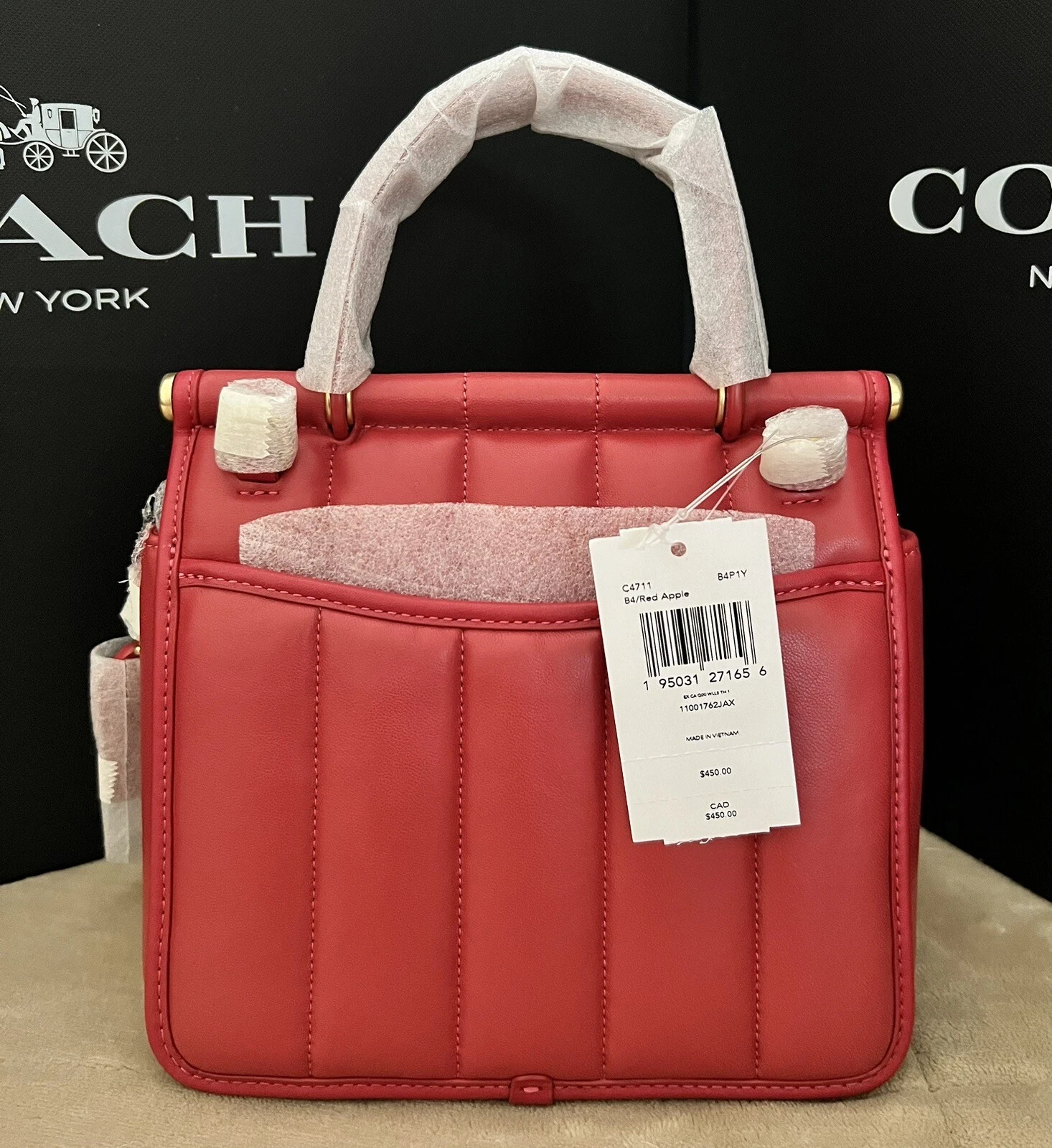 Coach Willis manico superiore 18 con trapuntatura in mela rossa stile C4711 nuovo con etichetta