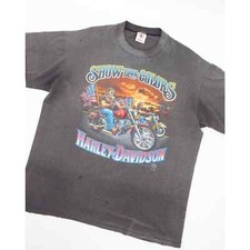 VINTAGE HARLEY DAVIDSON SHOW YOUR COLORS 1988 MADE IN USA TEE XL GREY