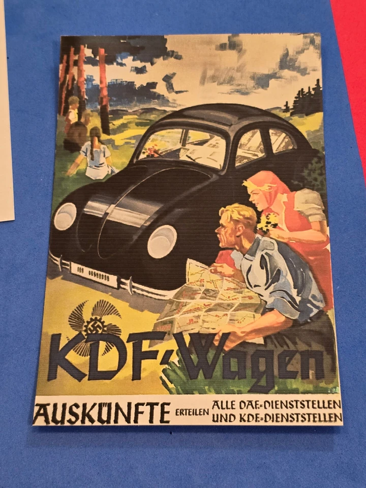 TERCER Reich vw volkswagen auto car ad nazi colección de postales alemanas con estampillas Foto 4 de 4