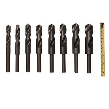 8pc Jumbo Silver& Deming Drill Bit Set 1/2" Inch Industrial Large 9/16" to 1"