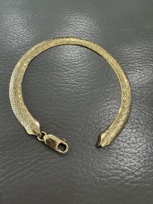 Gold Plated Sterling Silver Herringbone Bracelet ~ 7-1/2 