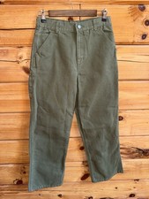 Carhartt Moss Green Canvas Carpenter Dungaree Pants Youth Size 16