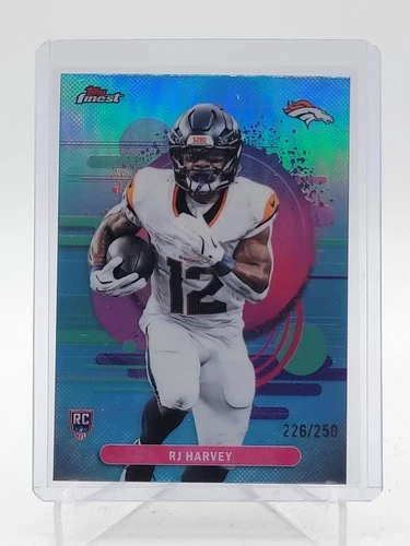 RJ HARVEY 2025 TOPPS FINEST ROOKIE SKY BLUE REFRACTOR #112 BRONCOS /250 Q6633