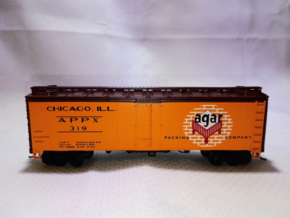 Frigorífico lateral de madera Athearn escala HO Agar Packing Company 40' - APPX 319 - RTR Foto 3 de 4