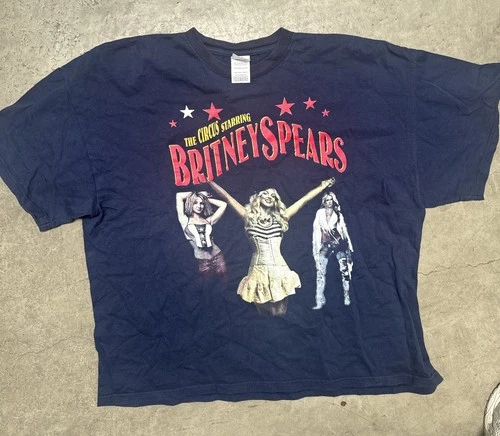 Britney Spears Rap Tee T-Shirt Vintage Tour Blue XL Pussy Ca Vintage vintage concert t-shirt, vintage, size XL, single stitch, B+ condition