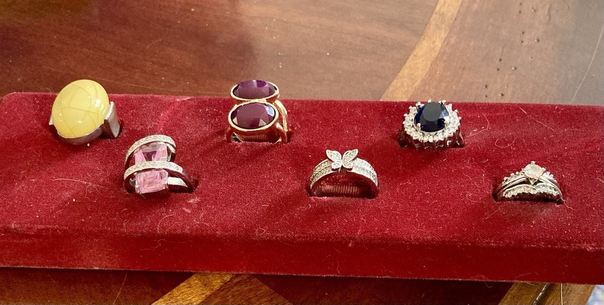 Costume Jewelry Mix Rings Lot 6pcs Ice Pink Royal Blue Butterfly Chunk Boho YLLW