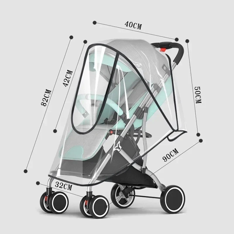 Waterproof Rain Cover for Baby Stroller Transparent Wind Dust Shield Zipper Open - Image 3 of 4