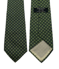 Vintage 1960s Brooks Brothers Makers Green Diamond Geometric Tie Made in England