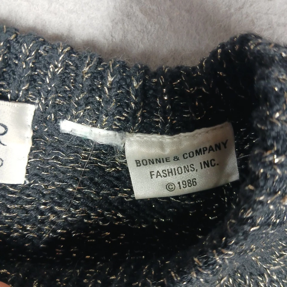 Suéter Vintage 86 Bonnie Boer Geisha Fan Negro Dorado Mediano Art Deco Colorido Foto 3 de 4