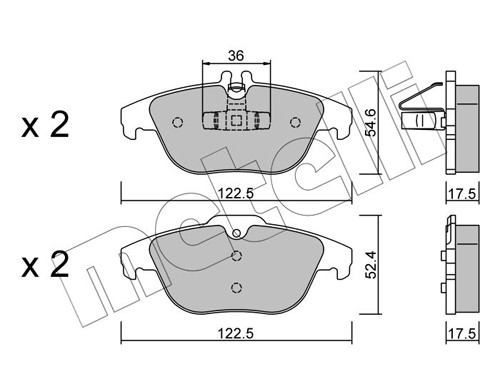 BRAKE PAD SET DISC BRAKE 22-0666-0 FOR MERCEDES-BENZ C-CLASS/T-Model 2.1L 4cyl - Picture 2 of 8