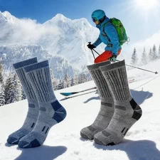 Winter Thermal Socks for Hiking & Skiing -Wool Blend Cold Weather Socks - Unisex