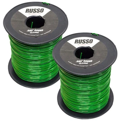 RUSSO 2PK 5lb .095 Round Green Round Commercial String Trimmer Line Spool
