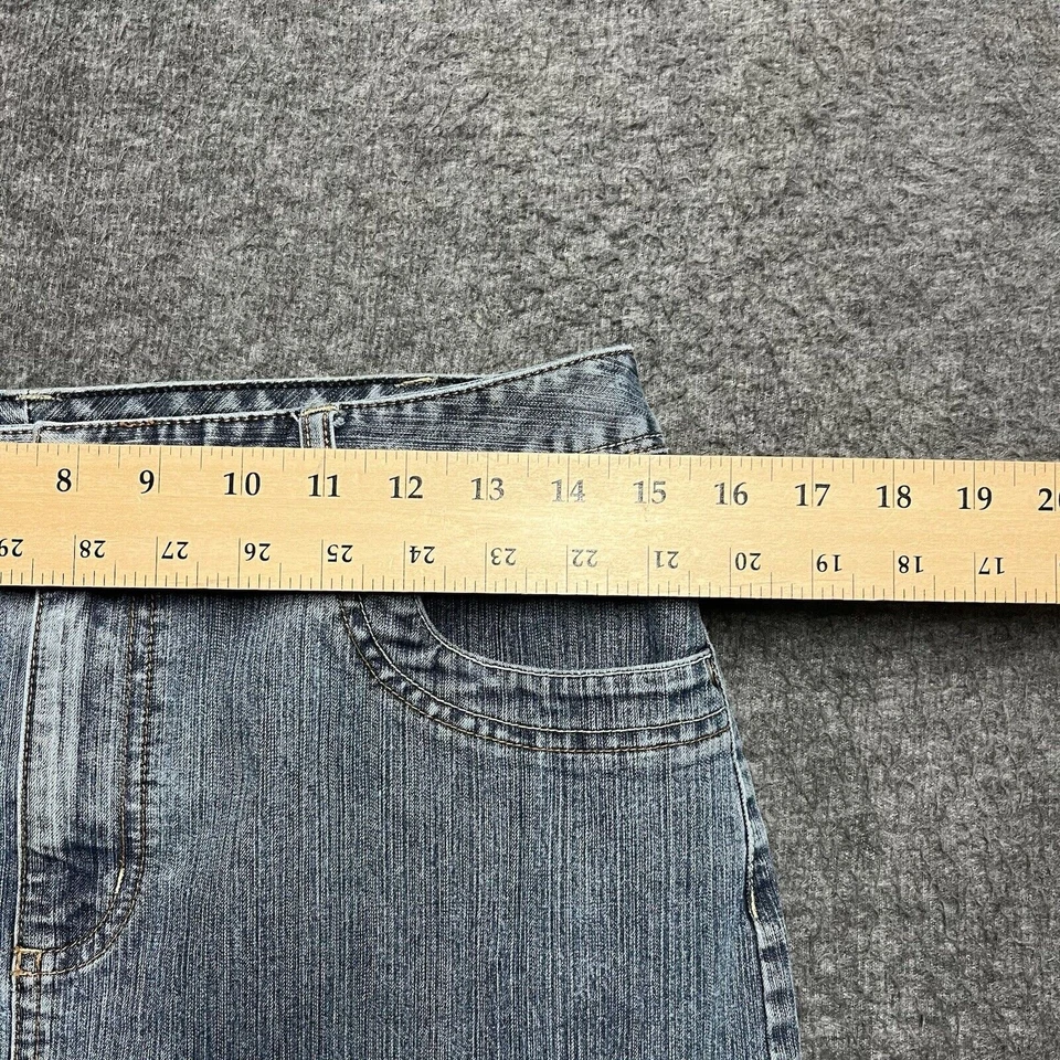 Saia jeans punho francês tamanho 8 bolsos lavagem média frente dividida lápis reto - Imagem 4 de 4