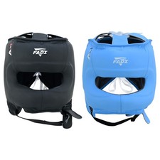 Fadi Sports A1 Leather Headgear 2 Pair L/XL Black Blue MMA Boxing Sparring