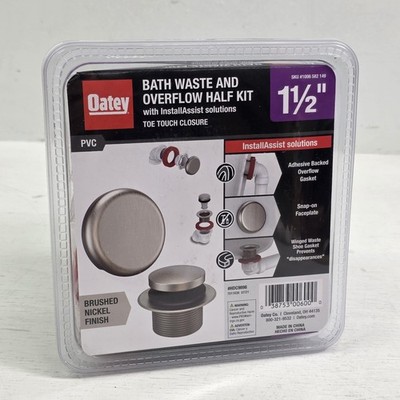 Oatey Touch Toe Sch. 40 PVC Bath Waste 1-1/2'' Half Drain Kit Brushed Nickel New!