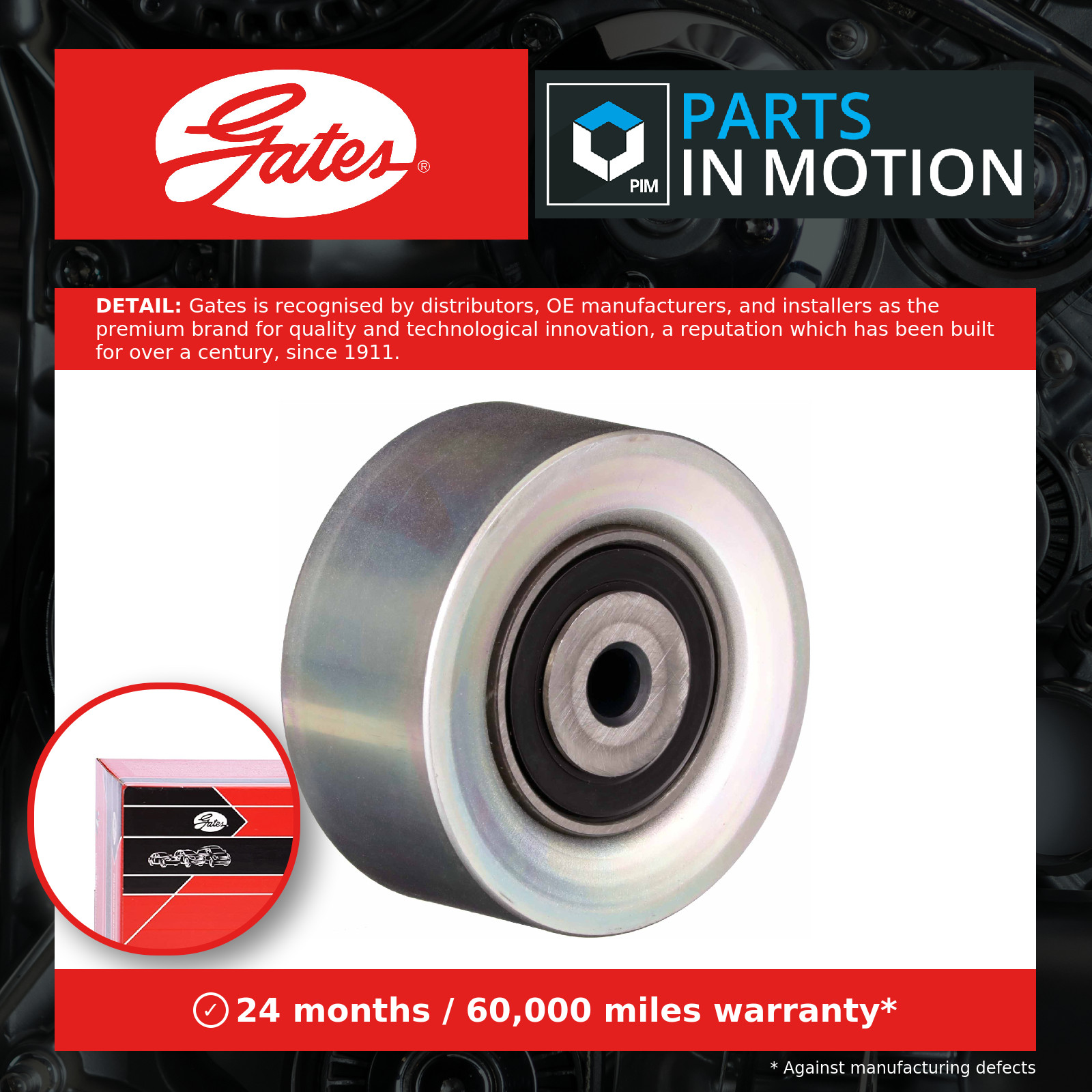 Aux Belt Idler Pulley fits PEUGEOT PARTNER 1.9D 96 to 99 DW8 Guide Deflection
