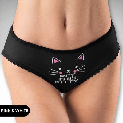 Pet This Kitty Hipster Panties Cute Cat Graphic Flirty Cotton Underwear
